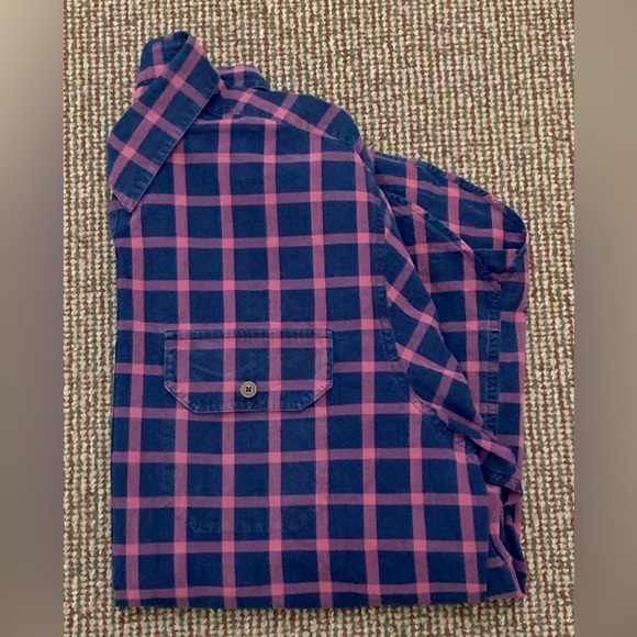 Men's XL Pendleton Navy Blue Pink Plaid Check 100% Cotton Button Down Shirt - Picture 6 of 9